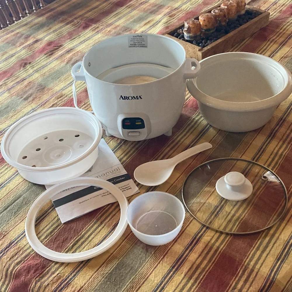 Aroma rice and grain cooker, steamer 7 pieces off white ARC- 863CGU 3 cup